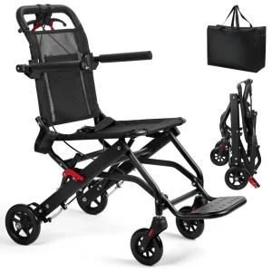 Foldable Wheelchair for Adult , Aluminum Alloy with Flip-up Armrest